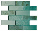 Mint Metallic 2x6 Glass Mosaic Tile 12x12 Sheet