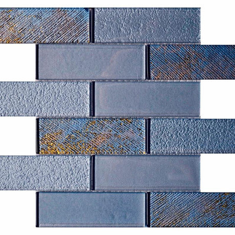 Sky Metallic 2x6 Glass Mosaic Tile 12x12 Sheet
