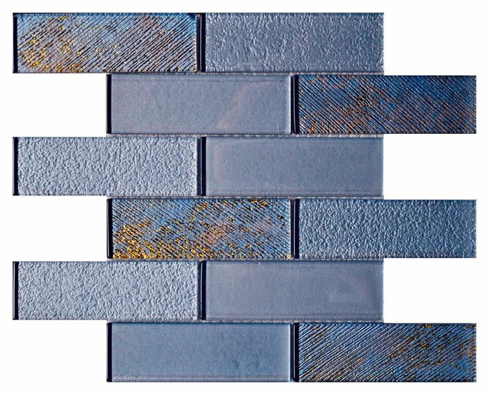 Sky Metallic 2x6 Glass Mosaic Tile 12x12 Sheet 1