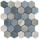Materia Prima Mix Blue 2" Hex Porcelain Mosaic Tile 10x10 Sheet