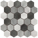 Materia Prima Mix Grey 2" Hex Porcelain Mosaic Tile 10x10 Sheet