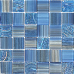Crystal Cobalt Mix 2x2 Glass Mosaic Tile 12x12 Sheet