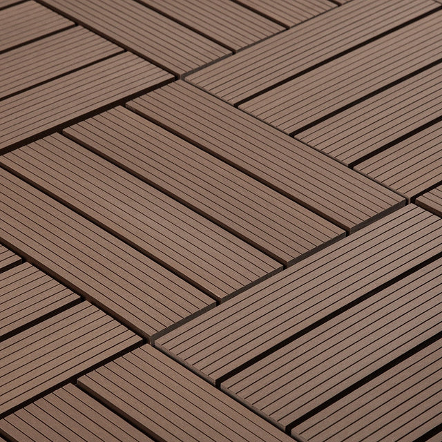 JF Outdoor Composite Interlocking Deck Tiles in Brown 12" x 12"