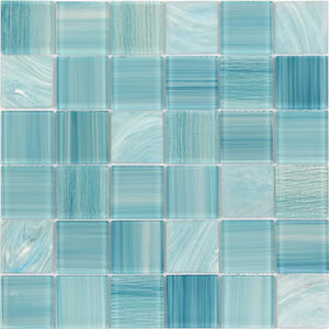 Crystal Teal Mix 2x2 Glass Mosaic Tile 12x12 Sheet