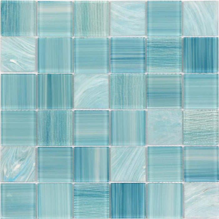 Crystal Teal Mix 2x2 Glass Mosaic Tile 12x12 Sheet 1