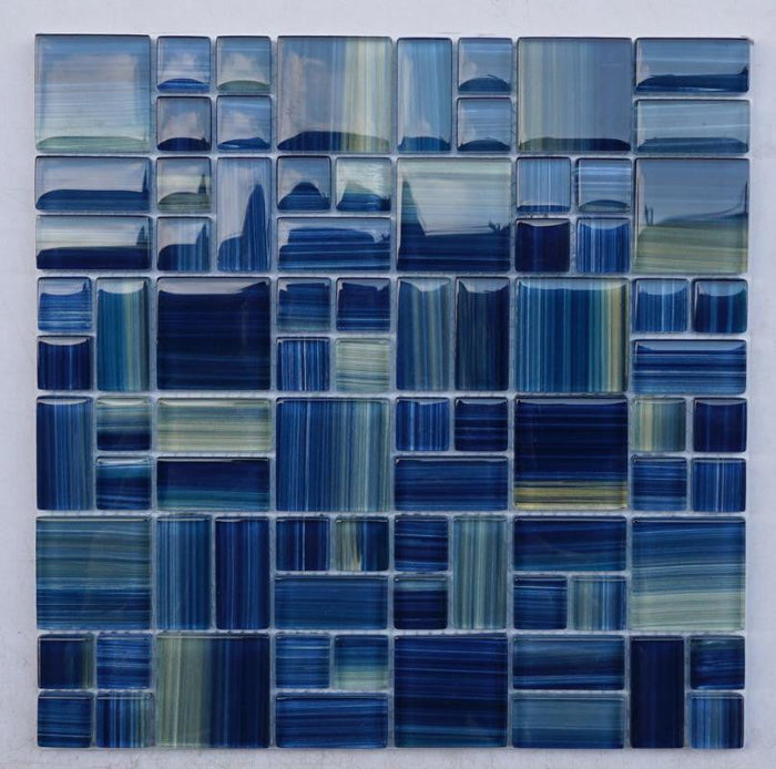 Pure Azure Puzzle Glass Mosaic 12x12 Sheet 1