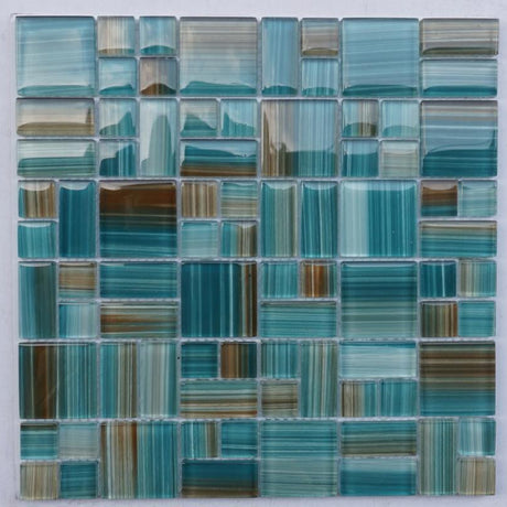 Pure Aqua Puzzle Glass Mosaic 12x12 Sheet