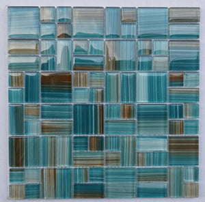 Pure Aqua Puzzle Glass Mosaic 12x12 Sheet