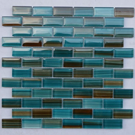 Pure Aqua 1x2 Glass Mosaic 12x12 Sheet