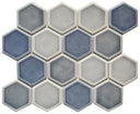 Ocean Mist Dimensional Hex Glass Mosaic Tile 12x12 Sheet