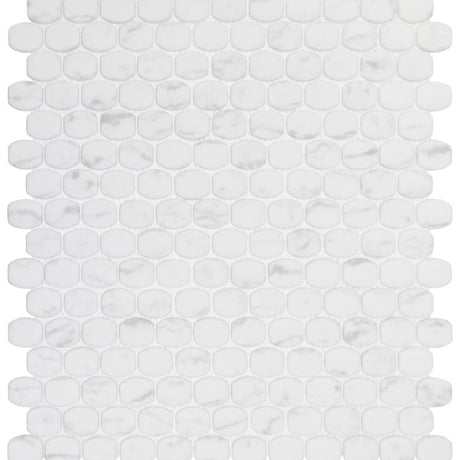 Carrara Barrel Glass Mosaic Tile 12x12 Sheet