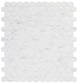 Carrara Barrel Glass Mosaic Tile 12x12 Sheet
