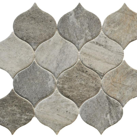 Heathered Grey Teardrop Glass Mosaic Tile 12x12 Sheet