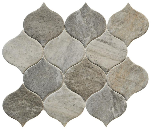 Heathered Grey Teardrop Glass Mosaic Tile 12x12 Sheet
