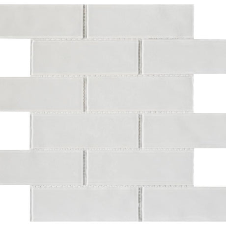 Ripple White 2x6 Glass Mosaic Tile 12x12 Sheet