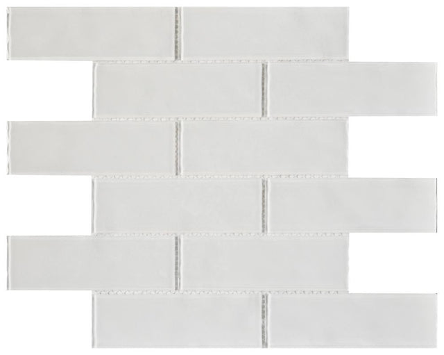 Ripple White 2x6 Glass Mosaic Tile 12x12 Sheet