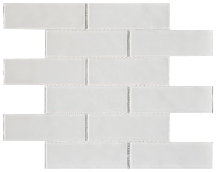 Ripple White 2x6 Glass Mosaic Tile 12x12 Sheet 1