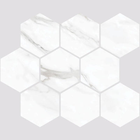 Carenza Bianca 4" Hex Matte Porcelain Mosaic Tile 12x12 Sheet