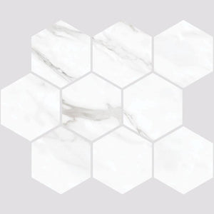 Carenza Bianca 4" Hex Matte Porcelain Mosaic Tile 12x12 Sheet