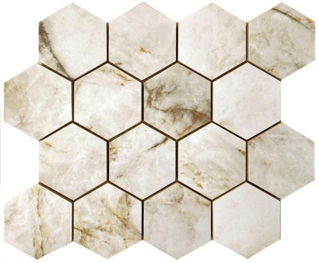 Cuarzo Reno Portland 3" Hex Porcelain Mosaic Tile 12x12