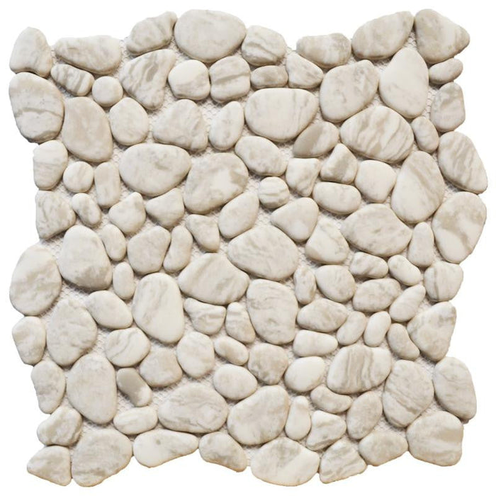 Marble Cream Glass Pebble Mosaic Tile 12x12 Sheet 1