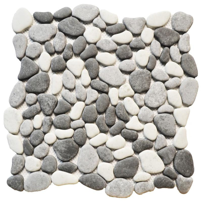 Grey Mix Glass Pebble Mosaic Tile 12x12 Sheet 1