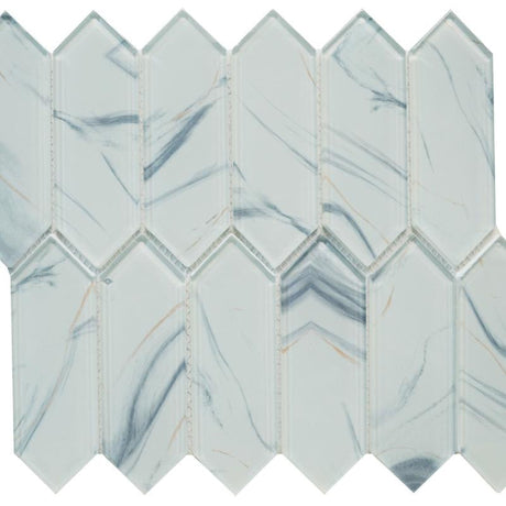 Ink Glass Picket Mosaic Tile 12x12
