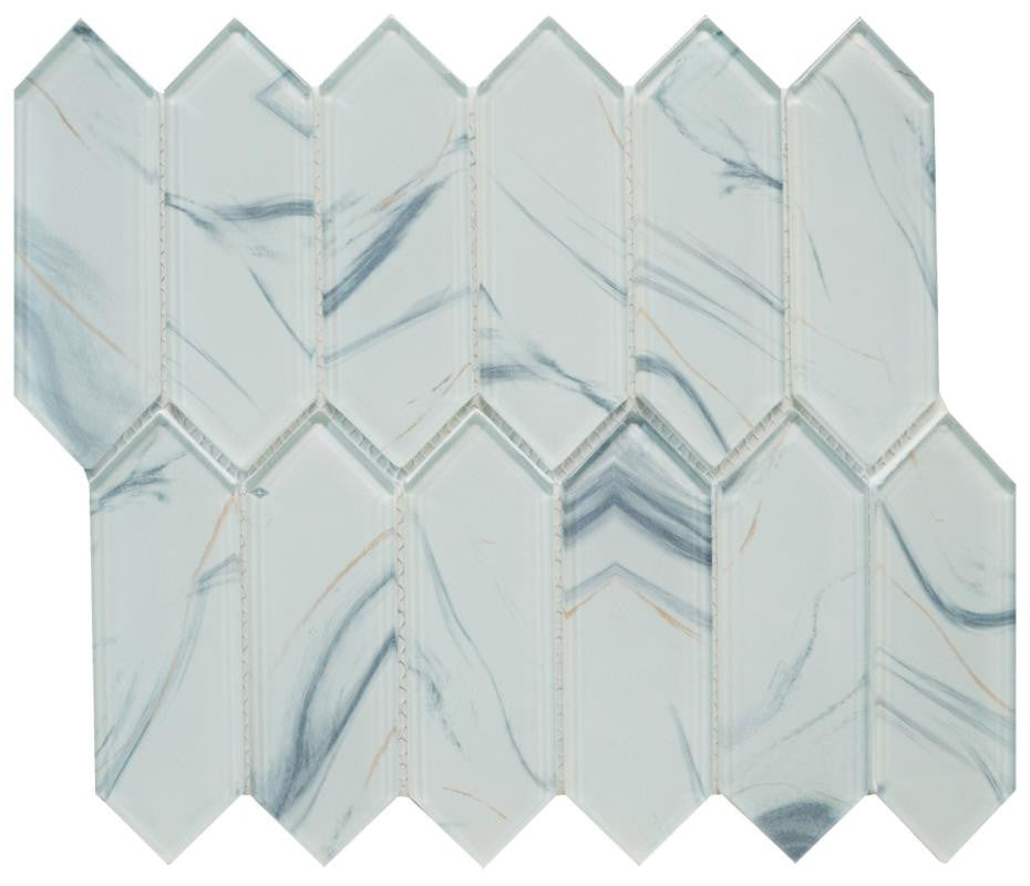 Ink Glass Picket Mosaic Tile 12x12