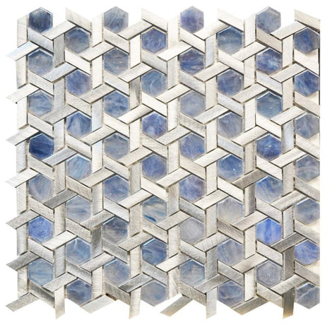 Lapis Glass and Metal Star Mosaic Tile 12x12 Sheet