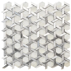 Opalesque Glass and Metal Star Mosaic Tile 12x12 Sheet