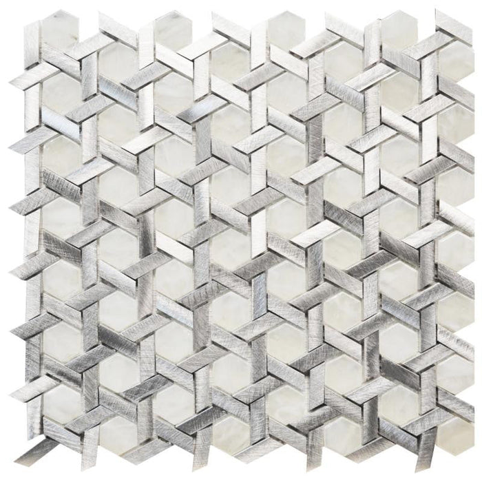 Opalesque Glass and Metal Star Mosaic Tile 12x12 Sheet 1