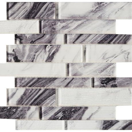 Panda Linear Mix Glass Mosaic Tile 12x12