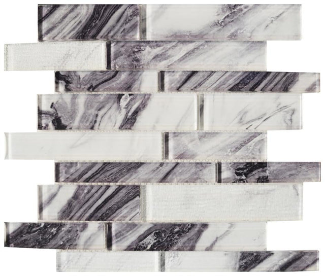 Panda Linear Mix Glass Mosaic Tile 12x12