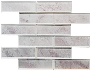 Pewter 2x6 Glass Mosaic Tile 12x12