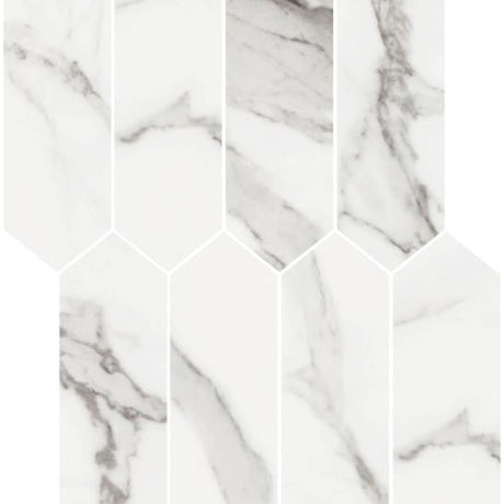 Alps Bianco Polished Picket Porcelain Mosaic Tile 11x18