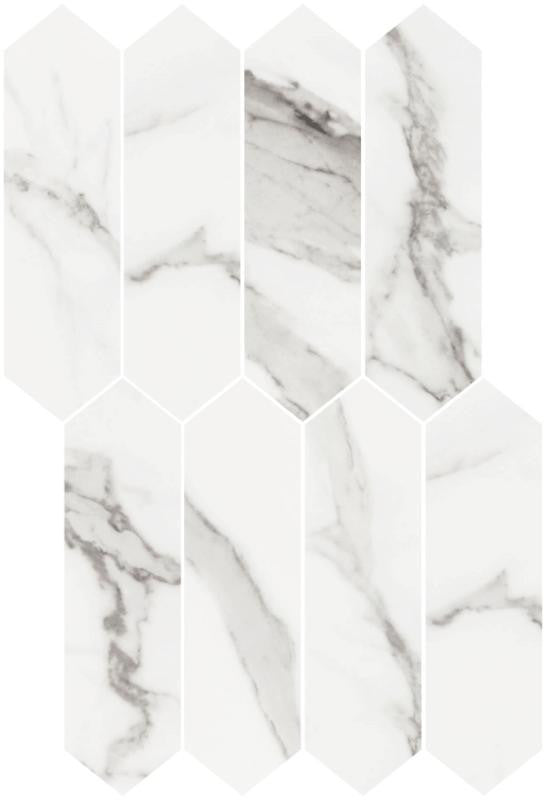 Alps Bianco Polished Picket Porcelain Mosaic Tile 11x18 1