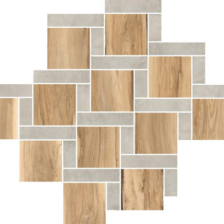 Sherwood Square Oak 11x12 Wood-Look Porcelain Mosaic Tile