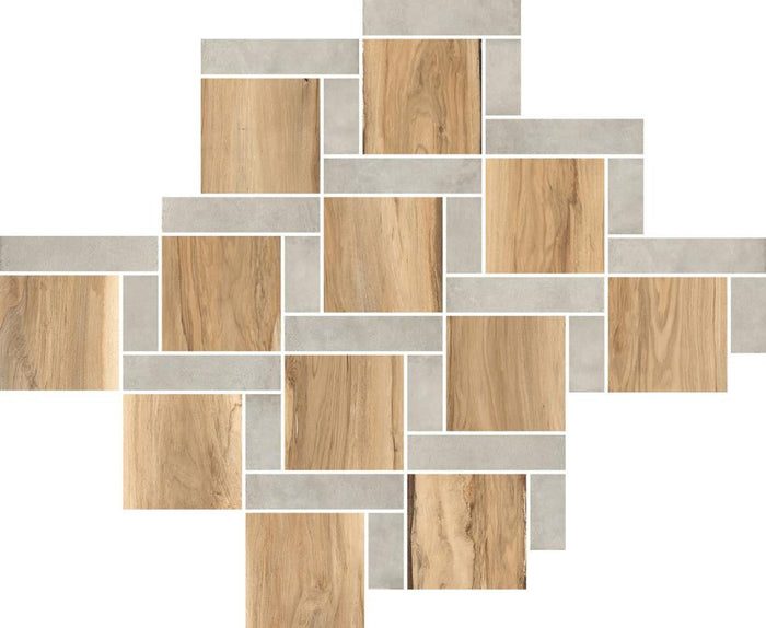 Sherwood Square Oak 11x12 Wood-Look Porcelain Mosaic Tile 1