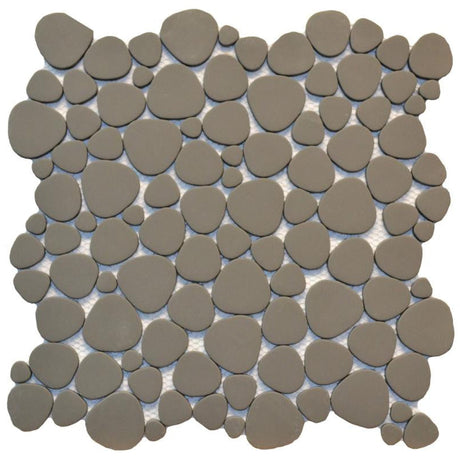 Black Glass Pebble Matte Mosaic Tile 12x12 Sheet