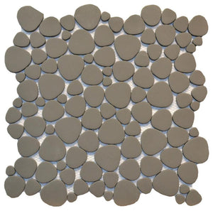 Black Glass Pebble Matte Mosaic Tile 12x12 Sheet