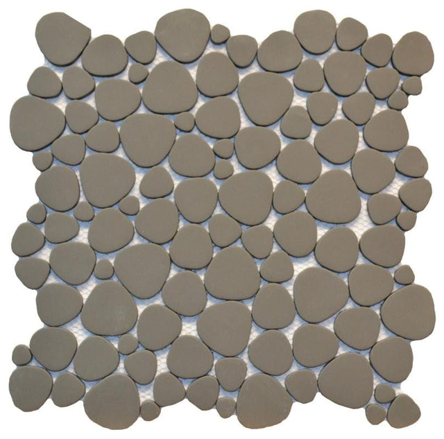 Black Glass Pebble Matte Mosaic Tile 12x12 Sheet