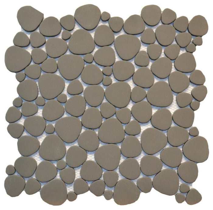 Black Glass Pebble Matte Mosaic Tile 12x12 Sheet 1