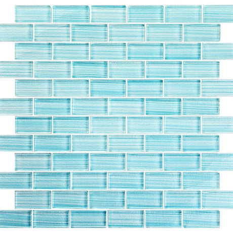 Watercolors Seafoam 1x2 Glass Mosaic Tile 12x12 Sheet