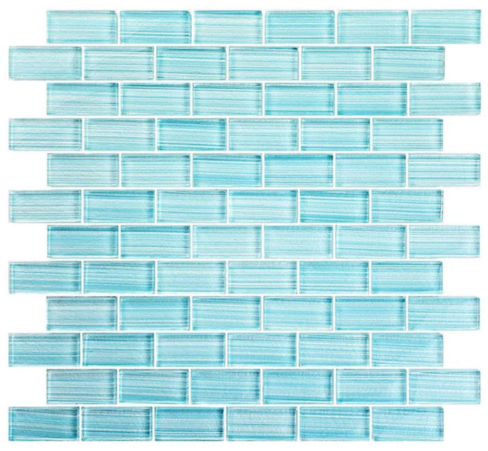 Watercolors Seafoam 1x2 Glass Mosaic Tile 12x12 Sheet 1