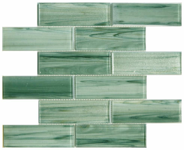 Island Fern 2x6 Glass Mosaic Tile 12x12 1