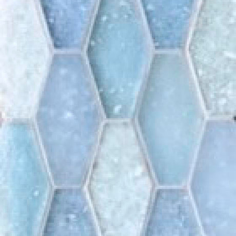 Caribbean Small Elongated Hex Glass Mosaic Tile 11x10 Sheet