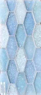 Caribbean Small Elongated Hex Glass Mosaic Tile 11x10 Sheet