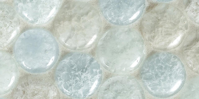 Bubbles Clear Lagoon Glass Mosaic Tile 11x11 Sheet 3