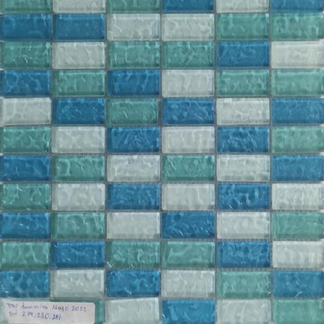 Domenica Water 1x2 Glass Mosaic Tile 12x12 Sheet