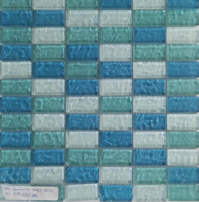 Domenica Water 1x2 Glass Mosaic Tile 12x12 Sheet